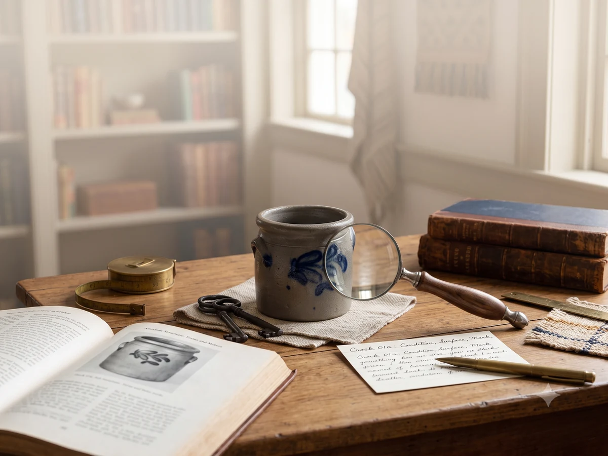 American antique evaluated with reference materials and inspection tools